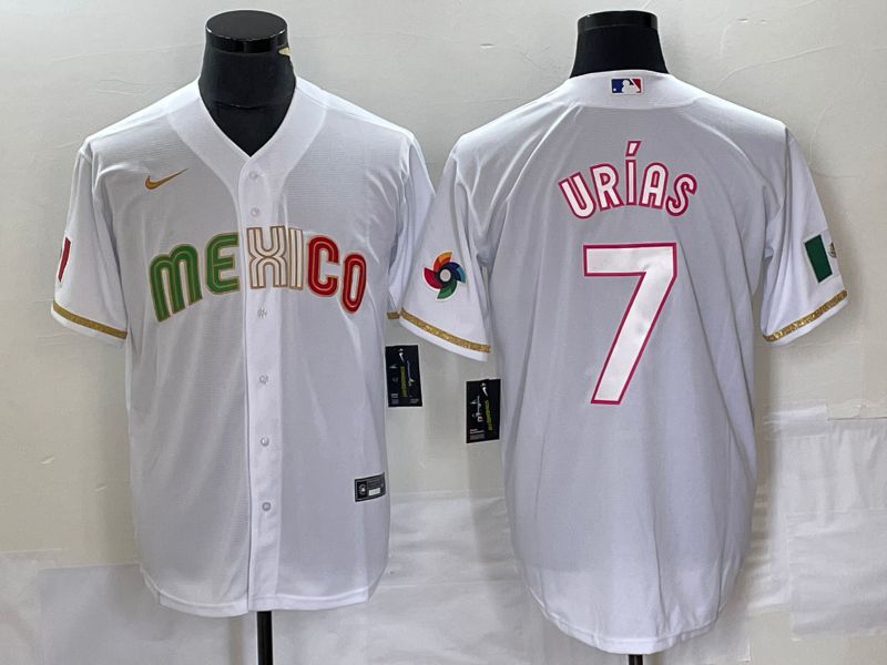 Men 2023 World Cub Mexico 7 Urias White Nike MLB Jersey style 15